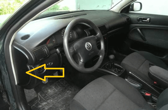 The location of the fuses in the passenger compartment: Volkswagen Passat B5 
