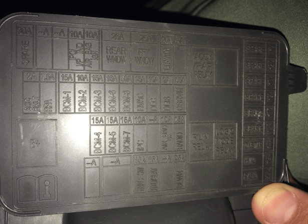 Interior fuse box card