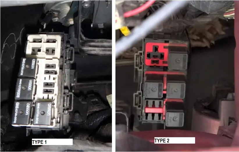 Types of the Fuse / Relay block (Jeep Patriot; 2007-2017)